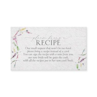 Elegant Wildflower Floral Please Bring A Recipe Enclosure Invitations