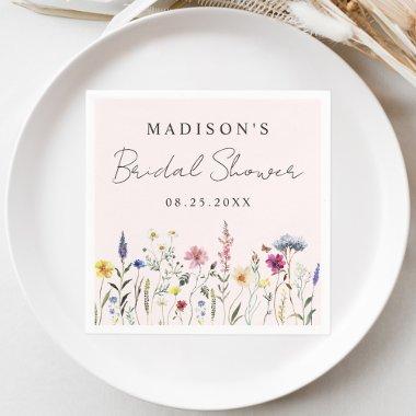 Elegant Wildflower Meadow Blush Pink Bridal Shower Napkins