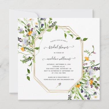 Elegant Wildflower Meadow Bridal Shower Invitations
