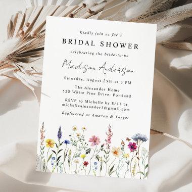 Elegant Wildflower Meadow Bridal Shower Invitations