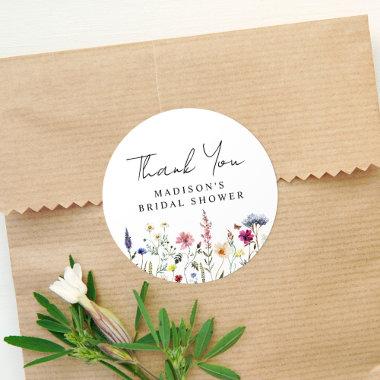 Elegant Wildflower Meadow Bridal Shower Thank You Classic Round Sticker