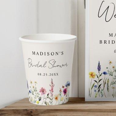 Elegant Wildflower Meadow Cream Bridal Shower Paper Cups