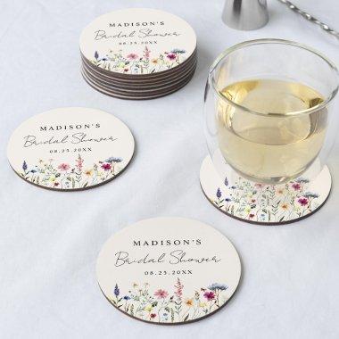 Elegant Wildflower Meadow Cream  Round Paper Coaster