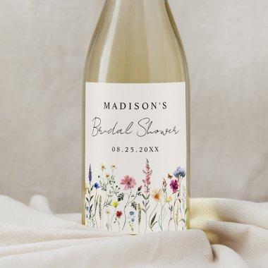 Elegant Wildflower Meadow Cream  Wine Label