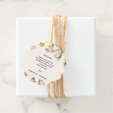 Elegant Wildflower Meadow Ivory Wedding Welcome Favor Tags