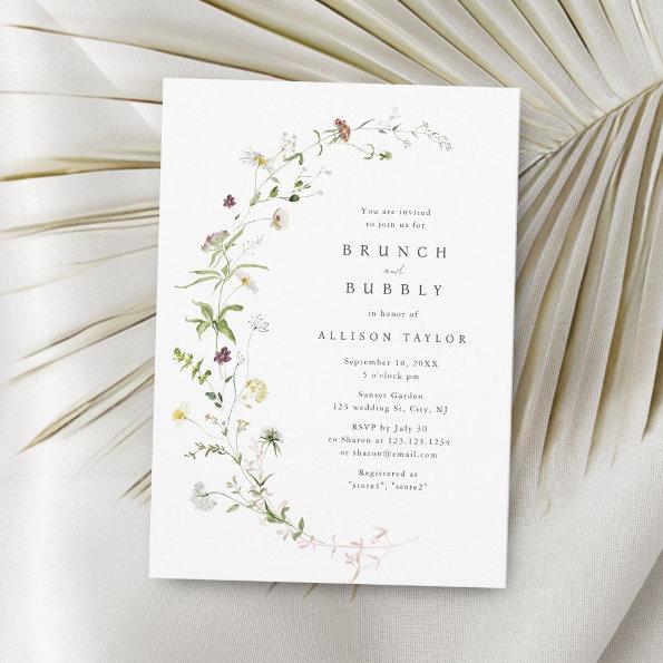 Elegant Wildflower Rustic Boho Bridal Shower Invitations