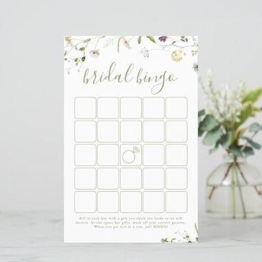 Elegant Wildflower Rustic bridal shower bingo game