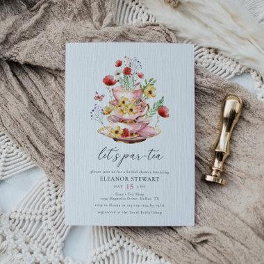 Elegant Wildflower Tea Party Bridal Shower Invitations