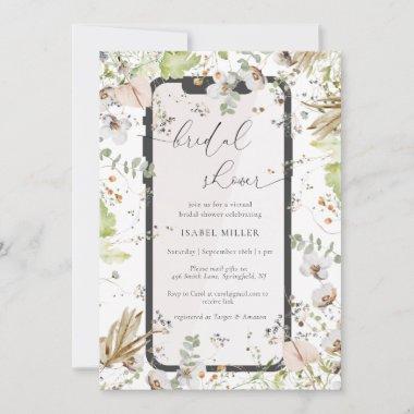 Elegant Wildflower Virtual Bridal Shower Invitations
