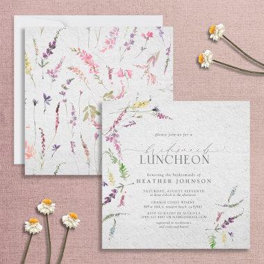 Elegant Wildflower Watercolor Bridal Luncheon Invitations