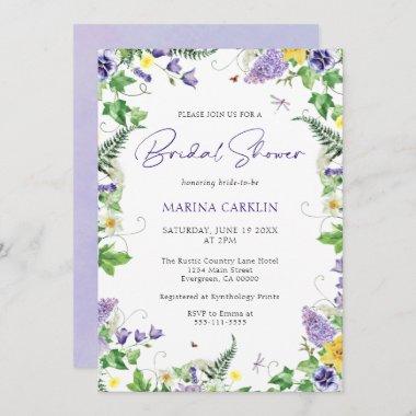 Elegant Wildflower Watercolor Bridal Shower Invitations