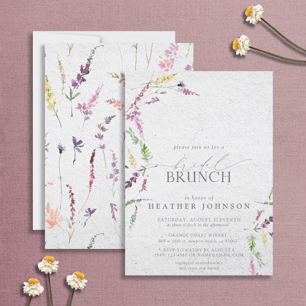 Elegant Wildflower Watercolor Floral Bridal Brunch Invitations