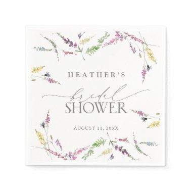 Elegant Wildflower Watercolor Floral Bridal Shower Napkins