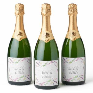 Elegant Wildflower Watercolor Floral Bridal Shower Sparkling Wine Label