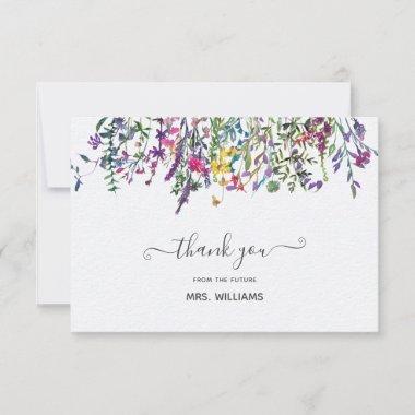 Elegant Wildflower Watercolor Floral Bridal Shower Thank You Invitations