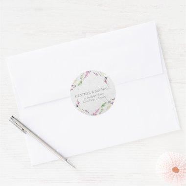 Elegant Wildflower Watercolor Return Address Classic Round Sticker