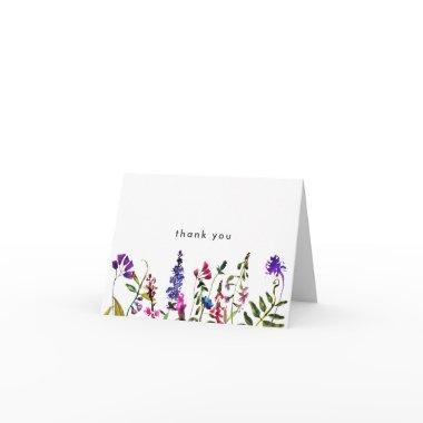Elegant wildflower wedding folded thank you