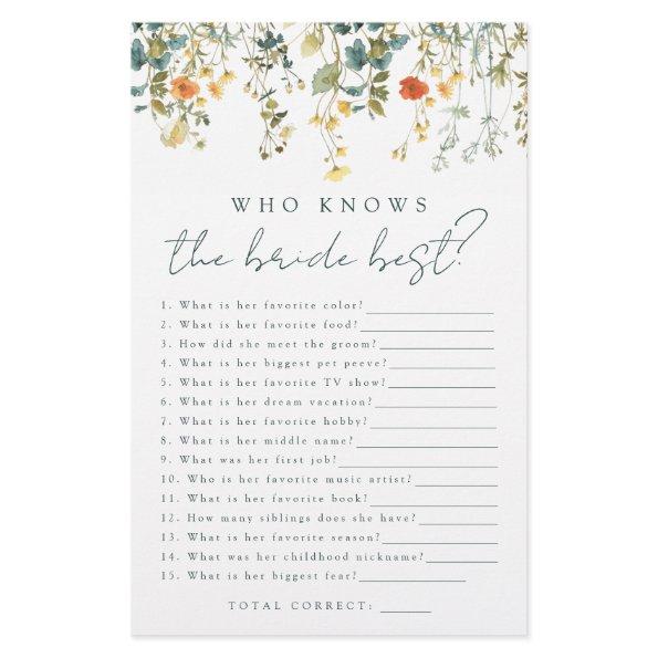 Elegant Wildflower Who Knows the Bride Best Game