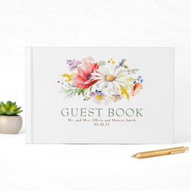 Elegant Wildflowers Wedding Guest Book