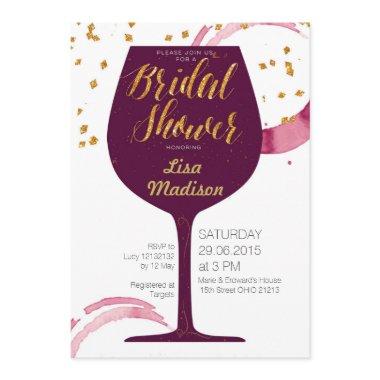 elegant Wine Bridal Shower Invitations