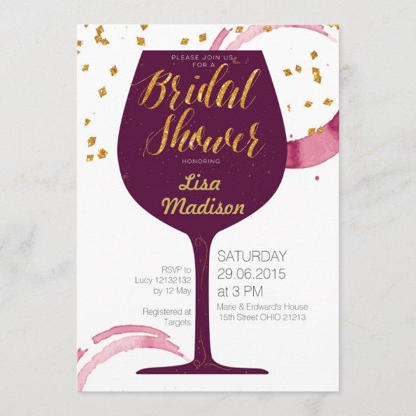 elegant Wine Bridal Shower Invitations