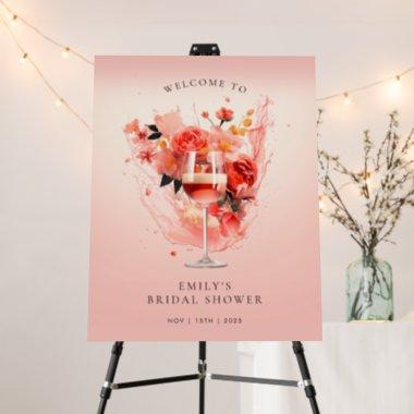 Elegant Wine & Flowers Bridal Shower Welcome Sign