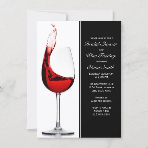 Elegant Wine Glass Bridal Shower Invitations