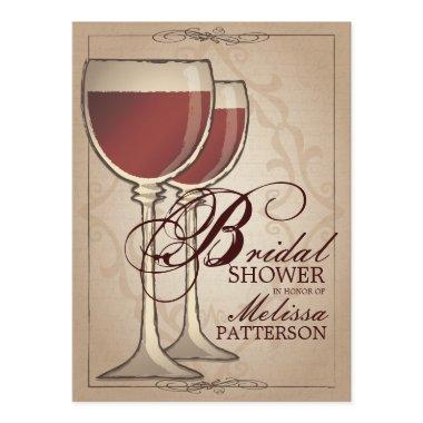 Elegant Wine Themed Bridal Shower Invitations