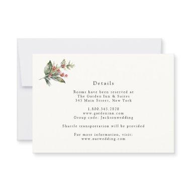 Elegant Winter Floral and Greenery Details Invitations