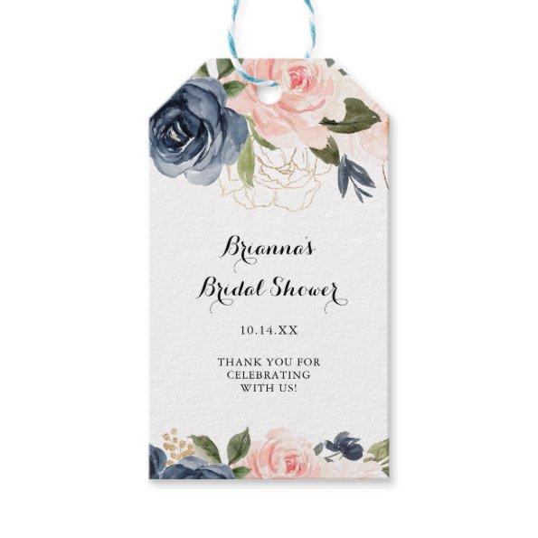 Elegant Winter Floral Calligraphy Bridal Shower Gift Tags