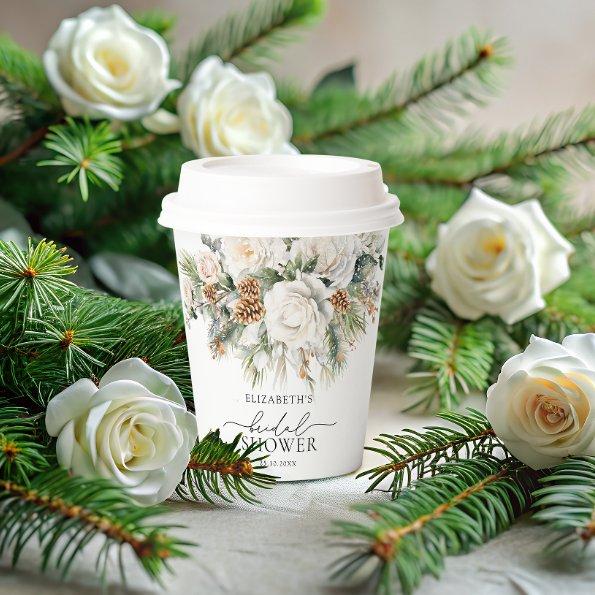 Elegant Winter Floral Greenery  Paper Cups
