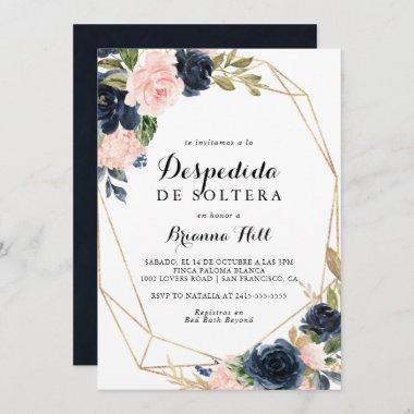 Elegant Winter Floral Spanish Bridal Shower Invitations