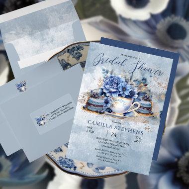 Elegant Winter Floral Teacup Bridal Shower Invitations