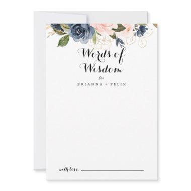 Elegant Winter Floral Wedding Words of Wisdom Advice Card