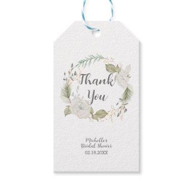 Elegant Winter Floral Wreath Bridal Shower Gift Tags