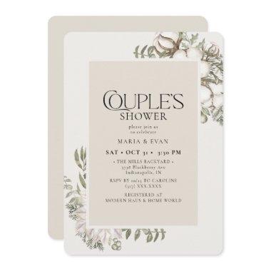 Elegant Winter Greenery Floral Couple's Shower Invitations