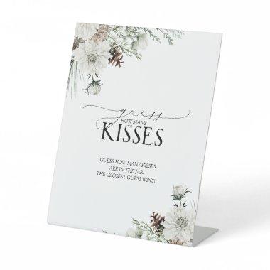 Elegant Winter How Many Kisses Floral Watercolor Pedestal Sign