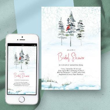 Elegant Winter Pines Christmas Bridal Shower Invitations
