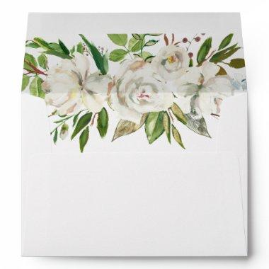 Elegant Winter White Peony Wedding Invitations Envelope