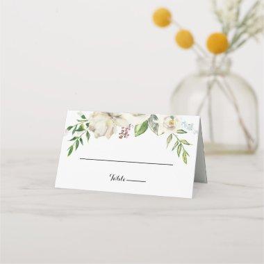 Elegant Winter White Peony Wedding Place Invitations