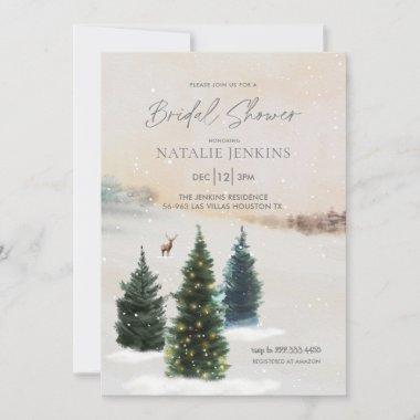 Elegant Winter Woodland Bridal Shower Invitations
