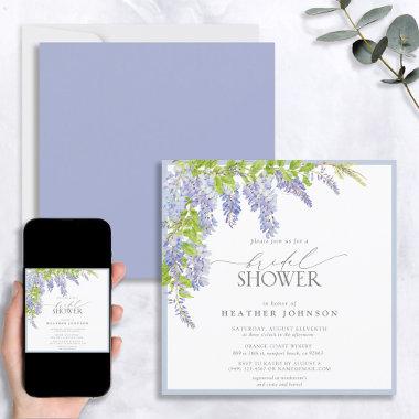 Elegant Wisteria Watercolor Floral Bridal Shower Invitations