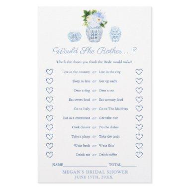 Elegant Would She Rather Bridal Shower Game Invitations