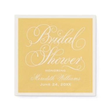 Elegant Yellow Calligraphy Wedding  Paper Napkins