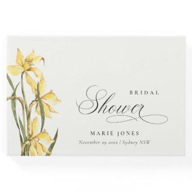 Elegant Yellow Daffodil Watercolor Bridal Shower Guest Book