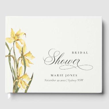 Elegant Yellow Daffodil Watercolor  Guest Book