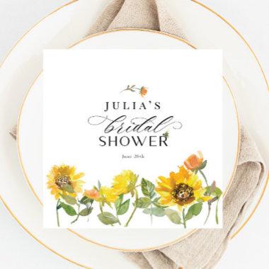 Elegant Yellow Sunflower Sun Bee Bridal Shower Napkins