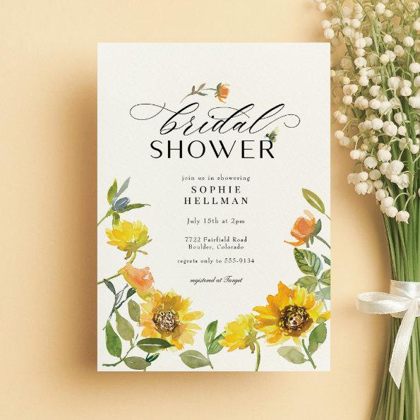 Elegant Yellow Sunflower Sunny Bee Bridal Shower Invitations