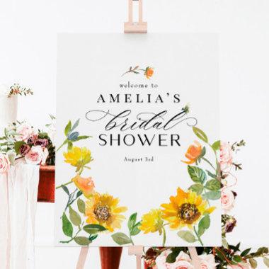 Elegant Yellow Sunflower Sunny Bridal Shower Sign