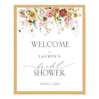 Elegant Yellow Wildflower Bridal Shower Welcome Poster